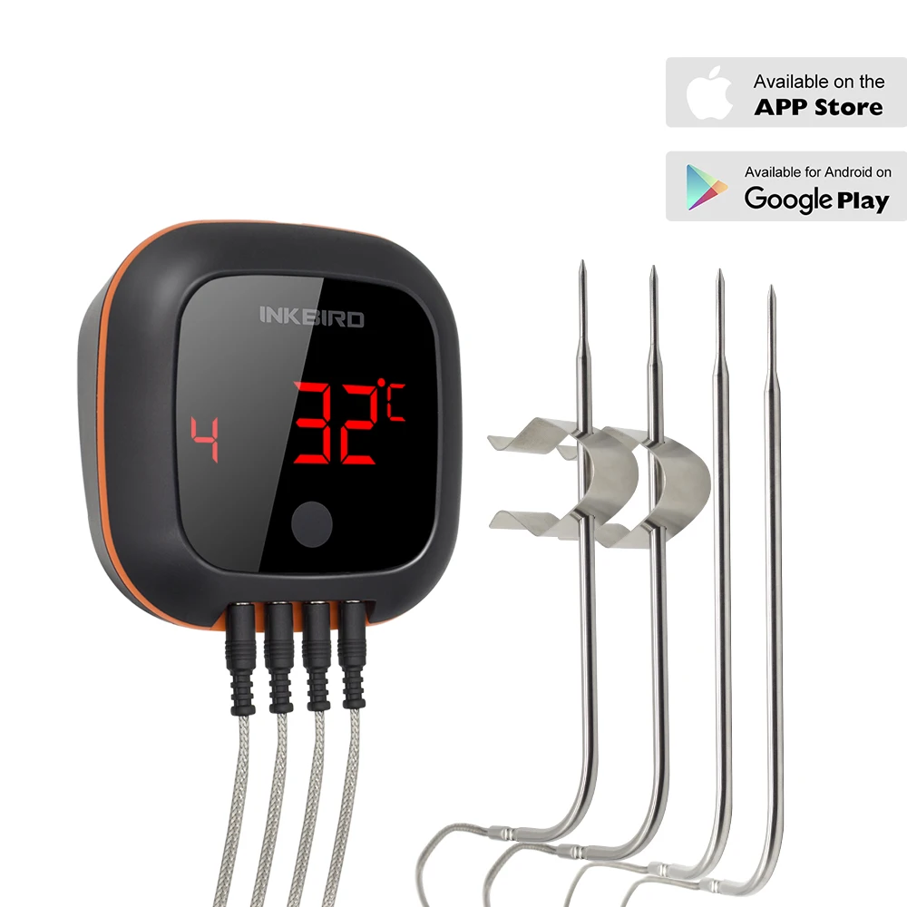 

Inkbird IBT-4XS With Two/Four Probes and Timer Digital Wireless Bluetooth Cooking Oven BBQ Grilling Thermometer Free App Control