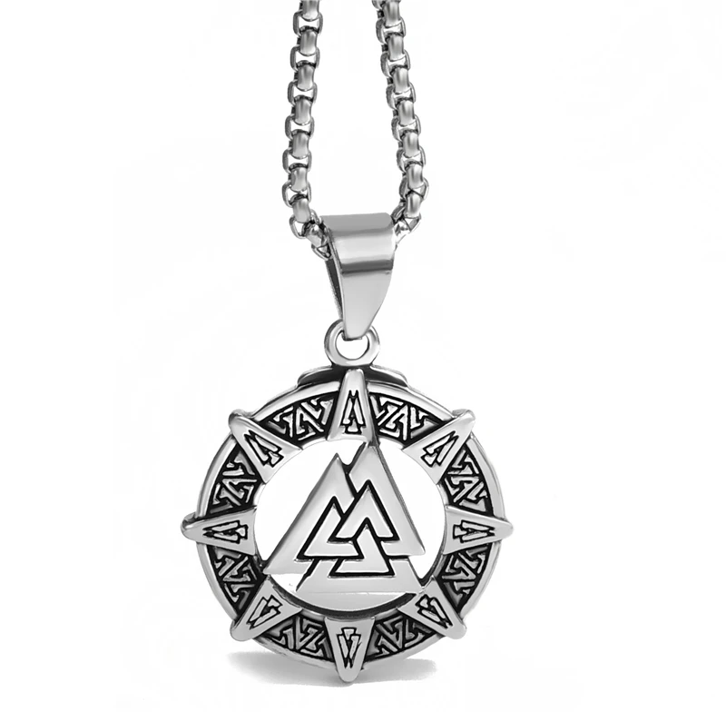 Мужская цепочка из нержавеющей стали викингов Valknut Odin's Norse Warrior кулон с коробкой