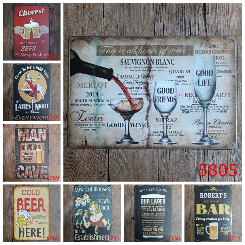 

Cheers Wine Metal Poster For Bar Pub Club Shop Drink Cold Free Beer Tin Signs Vintage Home Decor Wall Art Iron Plaque YN062