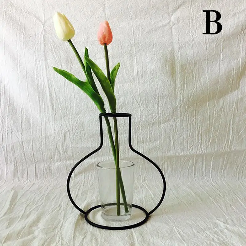 Креативная Цветочная ваза абстрактные черные линии минималистичные железные стеллажи стеклянная ваза растение для домашнего сада современные сушеные Цветочные стеллажи для вазы