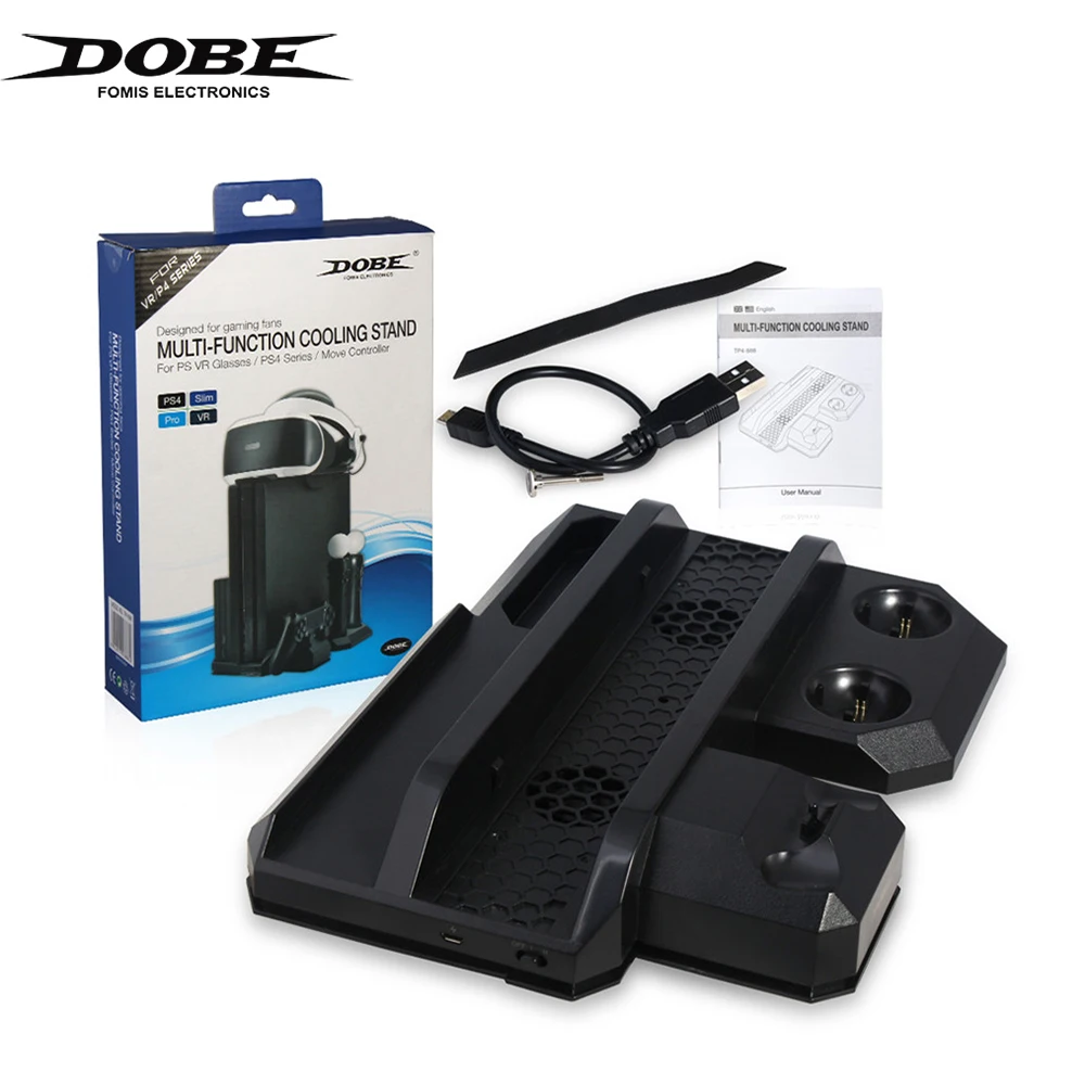 

DOBE PS4/PS4 PRO/PS4 SLIM Playstation VR Stand Vertical Multi-Functional Controller Charging Stand With Cooling Fan For Sony PS4