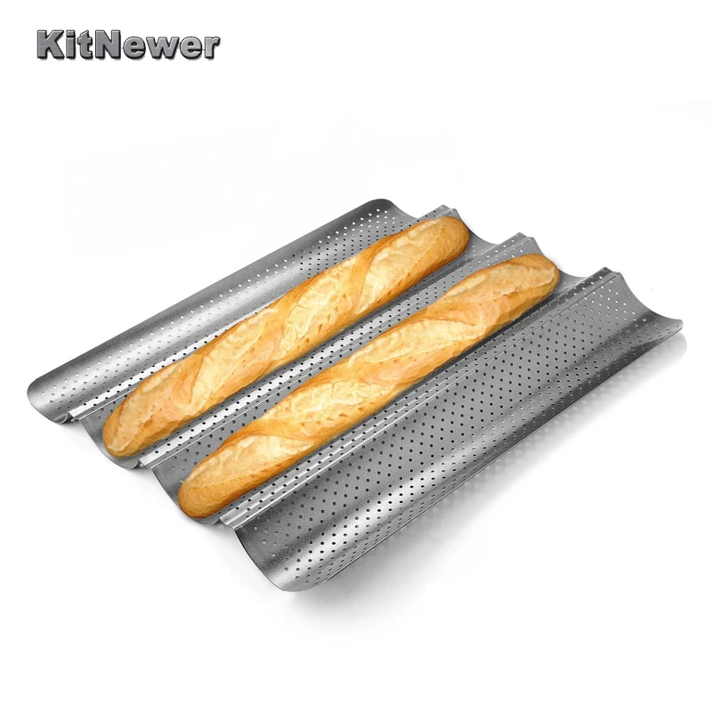 

Carbon Steel 4 Groove 2 Groove Wave French Bread Baking Tray For Baguette Bake Mold Pan