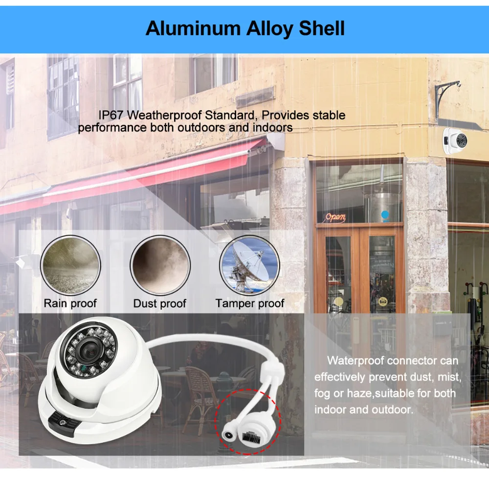 MISECU 2.8mm wide Metal IP Camera 1080P 960P 720P Vandalproof Onvif P2P Motion Detection RTSP 48V POE Surveillance CCTV Outdoor