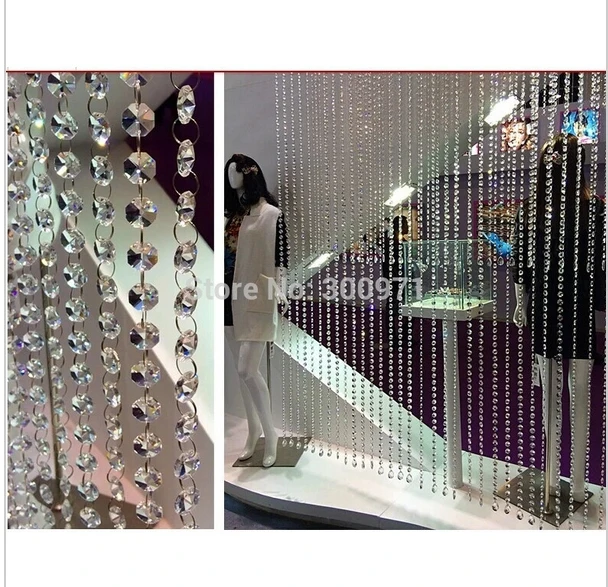 

20M/lot 14mm octagon beads chain,CRYSTAL GLASS CURTAIN STRANDS,home/WINDOW/DOOR CURTAIN decoration, free shipping