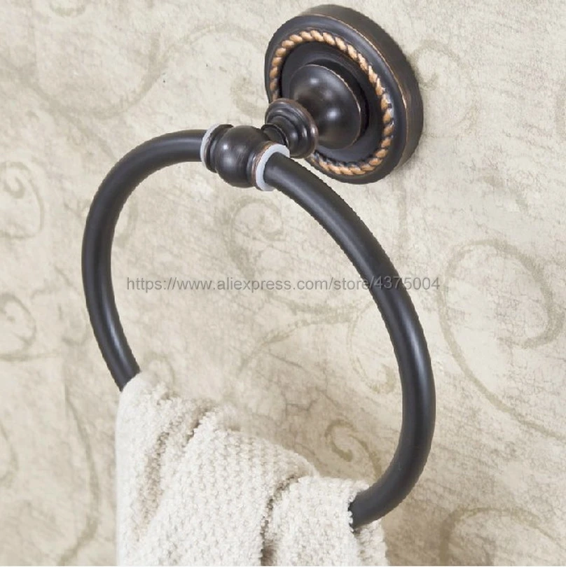 Bathroom towel holder, brass Wall-Mounted Round Black Oil Rubbed Brass Towel Ring ,Towel Rack Nba214