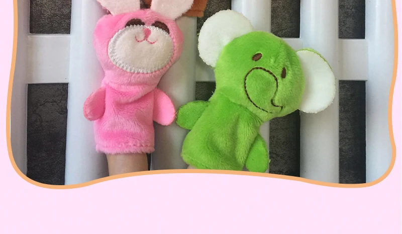 10pcs Animals Finger Puppets Pig Rabbit Bear Monkey Dolls Zoo Pattern Plush Stuffed Toys Interesting Educational Children Gifts _06