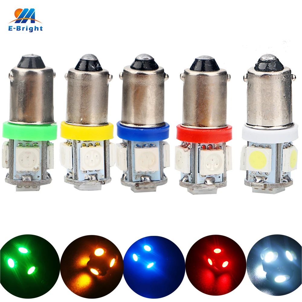 

YM E-Bright 100 PCS Car LED Light Interior Bulbs BA9S 5050 5 SMD DC 12V Bright Reading Light Reverse Light Car Bulbs Ba9s White