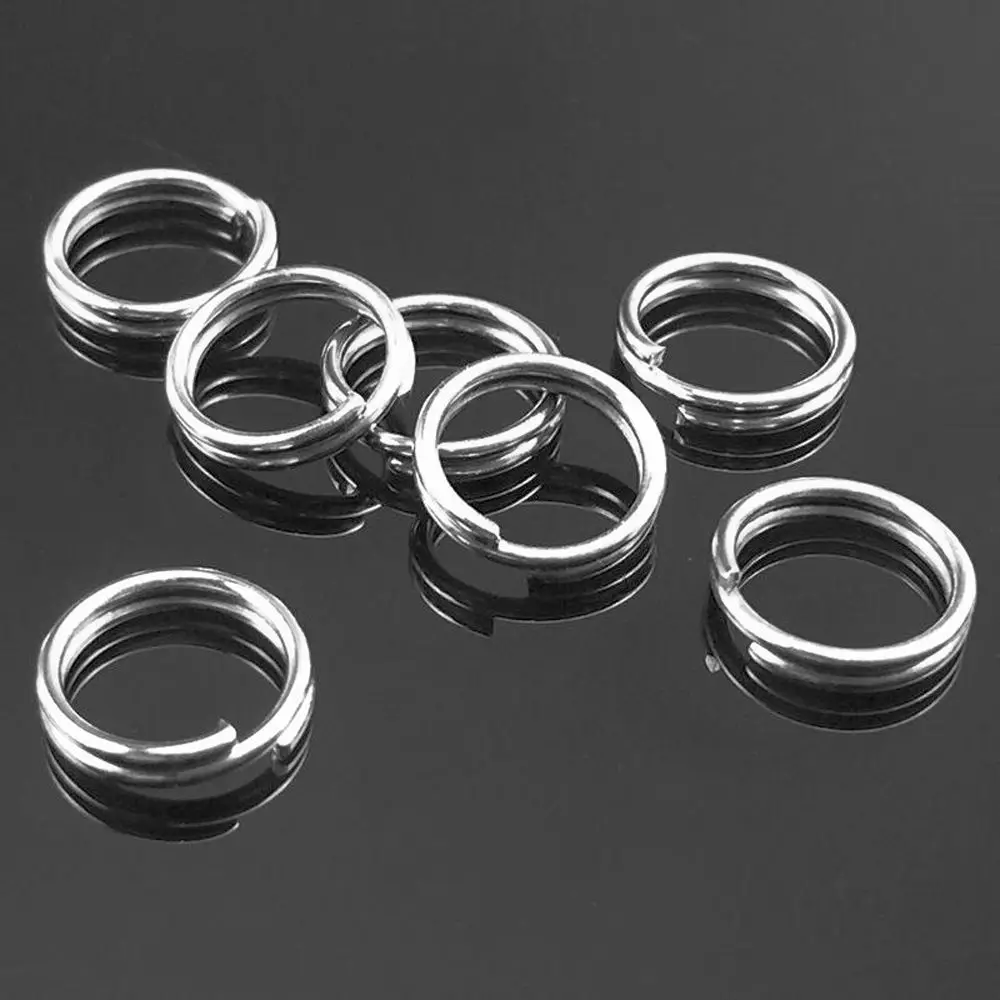 50//100//200Pc Fishing Solid Stainless Steel Snap Split Ring Lure Tackle Connector