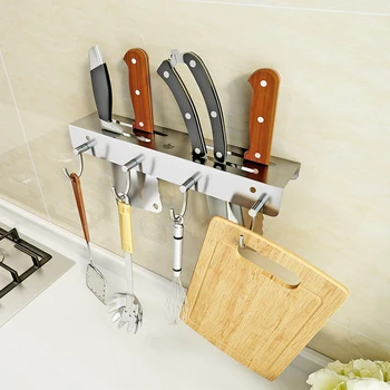 

Multi functional 304 stainless steel kitchen rack plate knife holder kitchen utensils wall mount LU605451