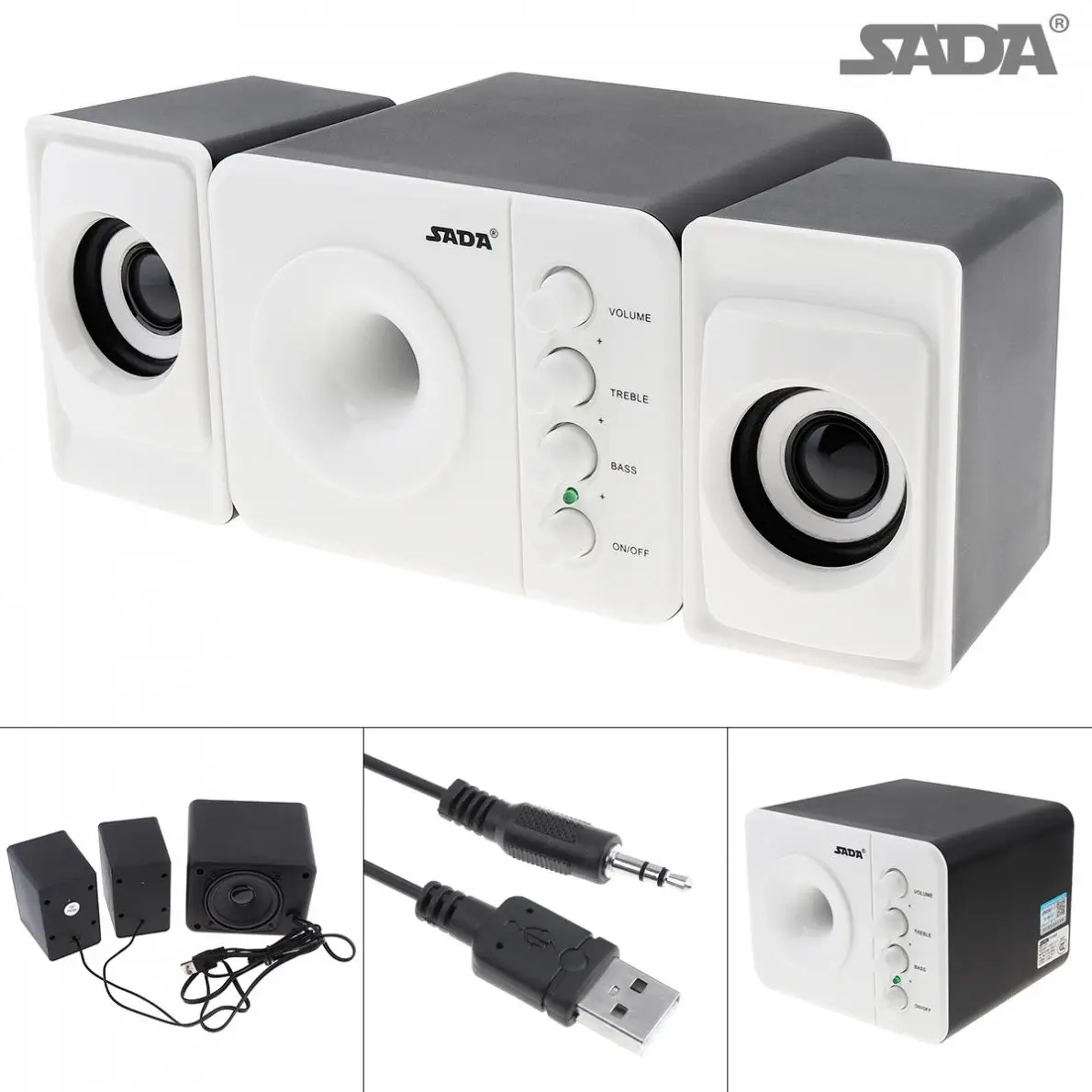 SADA D 205 портативный 3 Вт USB2.0 сабвуфер комбинированные колонки с 5 мм аудио разъем и