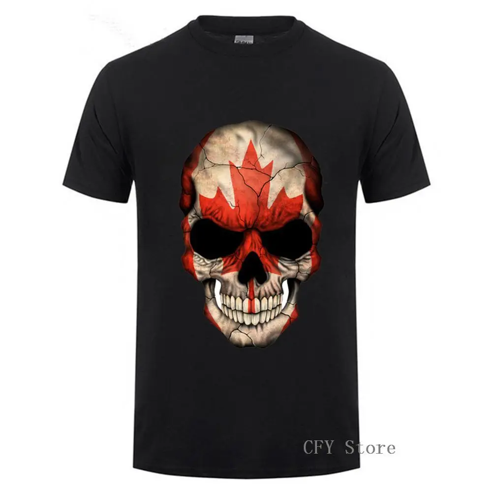 Футболка с канадским флагом и черепом EM S M L XL XXL Бесплатная доставка Топы в стиле