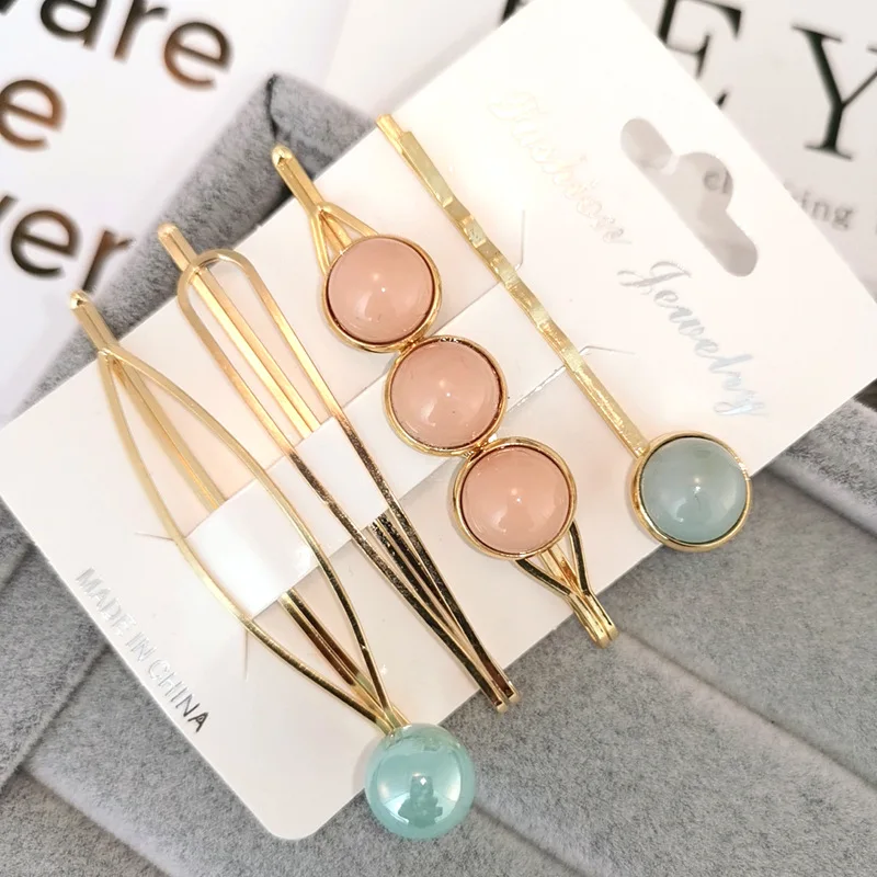 4Pcs/Set Metal Minimalist Pearl Hairclip Barrette Hair Clips Geometric Irregular Hairpin Hairgrip for Women Girls Hair Tools