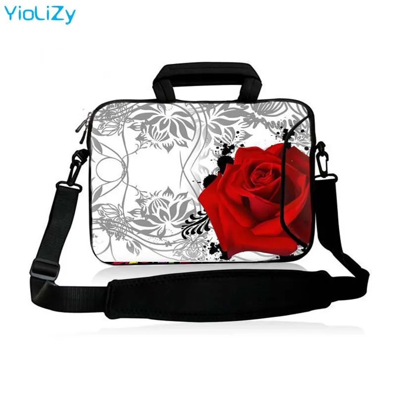 Принт Роза 10 12 13,3 14 15,6 17,3 дюймов женская сумка на плечо для ноутбука Мужская ультрабук сумка-мессенджер сумка для ноутбука рукав SB-9387