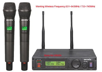 

New OK-2000 2H dual professional UHF/PLL true diversity wireless microphone system wireless handheld transmitter