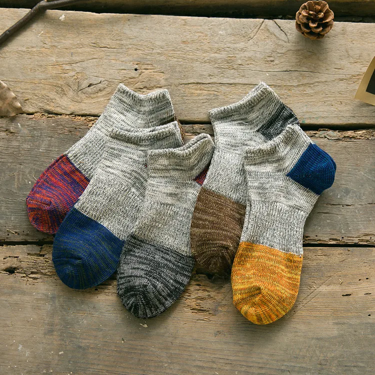 

10 pieces = 5 pairs new 2017 cord color matching personality national style male ankle socks Cotton socks,men summer socks