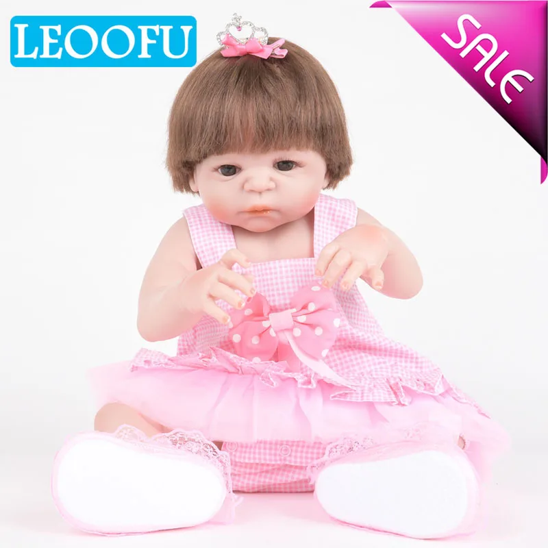 LEOOFU 55 см 22 full Детские Силиконовые куклы очаровательны babe детские игрушки подарок на Новый год bebe Кукла реборн принцессы для девочек