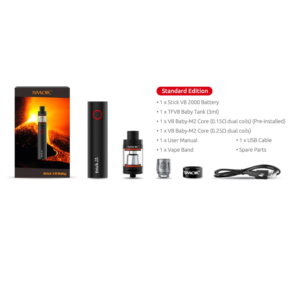 SMOK Stick V8 Детский комплект электронная сигарета EGO AIO испаритель кальян TFV8 детский