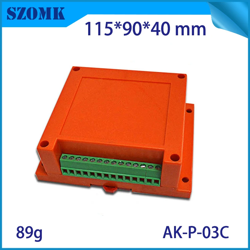 

1 piece free shipping hot sell plastic din rail enclosures with terminal Block abs case housing for PCB design 115x90x40mm szomk