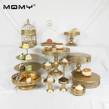 

Hot Sale 13 Pcs Fancy Wedding Gold White Pink Cake Dessert Display Decorating Fruit Stand