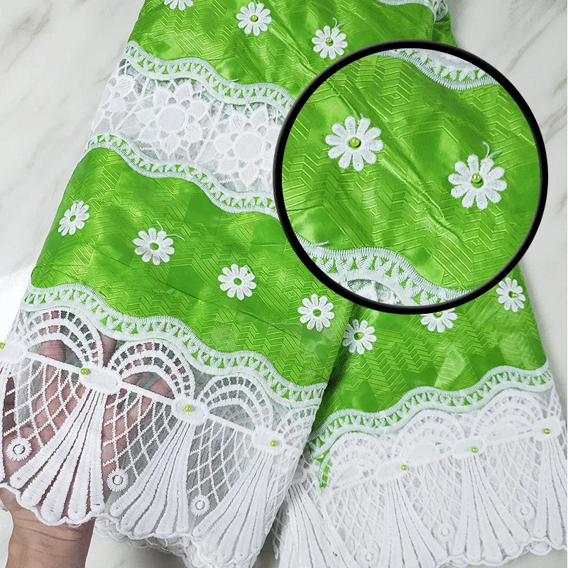 

2018 African Embroidered Super wax with Milk Lace Fabrics High Quality For Woman Evening Dresses guipure lace fabric GZ1598-1