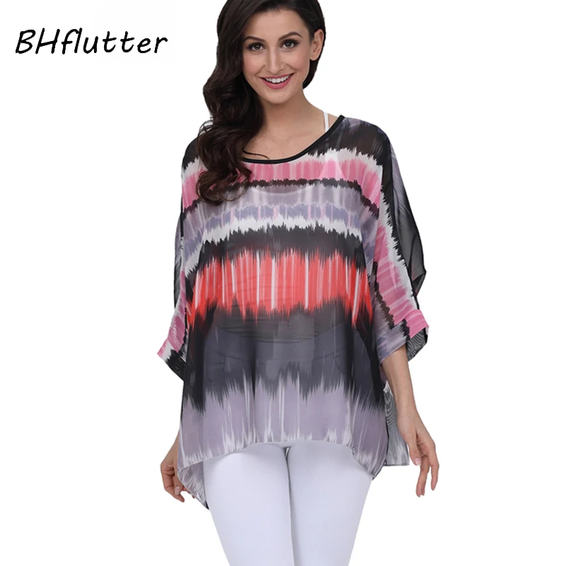 

BHflutter Women Blouses Tops New Style 2018 4XL Plus Size Women Clothing Summer Blouse Shirt Casual Chiffon Shirts Chemise Femme