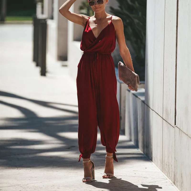 yashangyi V Neck Sexy Strap Playsuits Women Body Femme Macacao Feminino Playsuit Overalls Print Summer Bandage Rompers With Belt