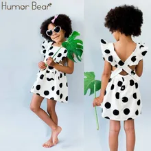 Humor Bear/платья для малышей праздничное платье принцессы в горошек с перекрестной спинкой и открытой спиной для девочек сарафан, одежда г. летняя одежда для девочек
