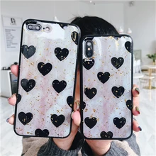 2019 funda suave de moda para iPhone XS Max XS XR 8 8plus 7 7plus 6/6s Plus lámina de oro Retro amor corazón teléfono móvil shell