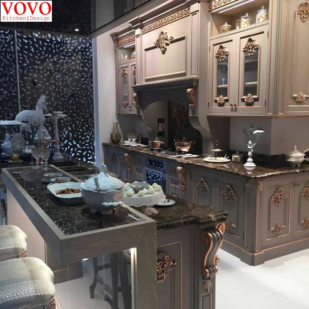 Кухонная мебель из твердой древесины с золотистым рисунком|solid wood kitchen furniture|wood
