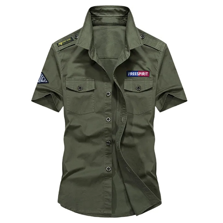 Army Green Новое поступление мужская одежда Tace& Shark брендовая Повседневная рубашка мужская хлопковая Летняя мужская рубашка Стиль милитари - Цвет: Army Green