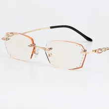 Мода г. качество Для женщин Стиль коричневый Цвет со стразами Очки для чтения для женщин новые Дизайн без оправы покрытие CR39 глаз Очки для Для женщин