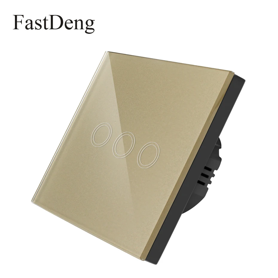 

EU Standard 3 Gang 1 Way Remote Control Touch Switch AC 170-250V Wall Switch Smart Light Touch Switch White / Golden / Black
