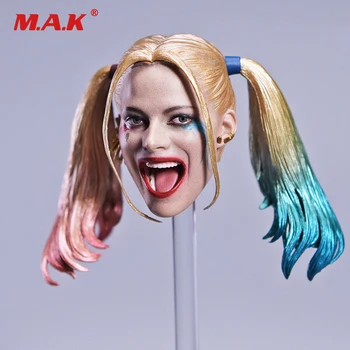 

1/6 Scale Female Joker Harley Quinn Head Carving with Changeable Hair Movable Head Carved for 12'' Action Figure Body