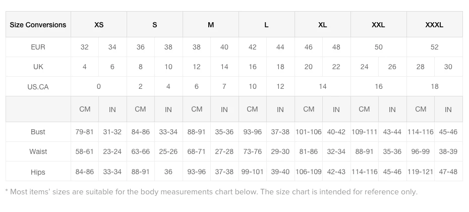 size info