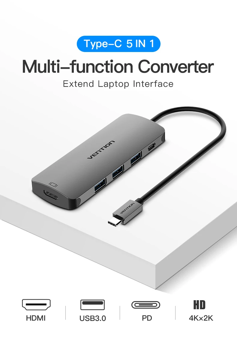 Vention USB C концентратор USB-C HDMI type C PD 3 USB 3,0 разветвитель адаптер для MacBook samsung Galaxy S9/S8/S8+ mate 10 концентратор USB type C