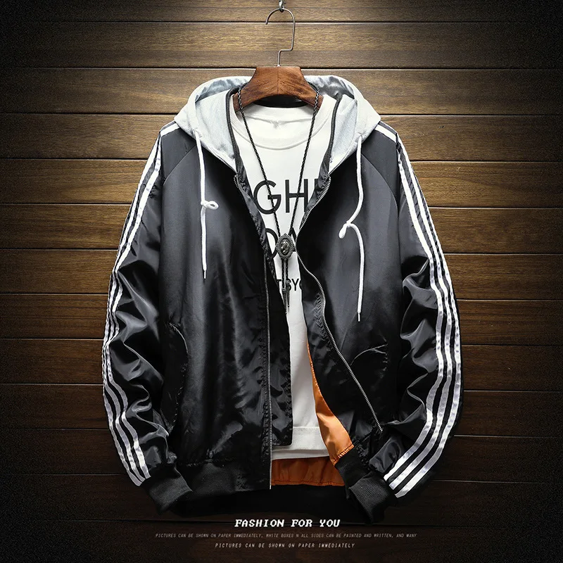 Jacket Men Basic Jacket Male Loose Coat Men Clothes Casual Short Coats Plus Size Jacket Outdoor Striped Zipper Jacket Gym School Jacket Men Basic Jacket Male Loose Coat Men Clothes Casual Short Coats Plus Size Jacket Outdoor Striped Zipper Jacket Gym School