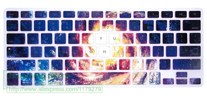Starry Для Macbook Pro 13 15 с или W/Out retina силиконовая кожа для Macbook Air 13,3 художественные розовые цветы в зеленом корпусе клавиатуры - Цвет: Starry