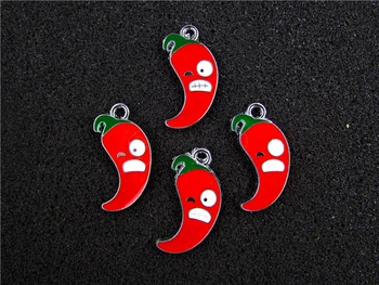 

AE580 Mix Color 20Pcs Alloy Metal Enamel Chili Charms Pendants 28x15mm