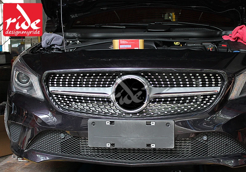 W117 Алмазная Передняя решетка ABS серебро для merceesmb CLA класс Cla180 Cla200 Cla250 Cla45 без знака