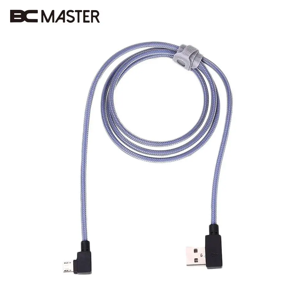 Bcmaster عالمية عالية السرعة 1 متر مايكرو 5pin usb ميناء بيانات كابل زاوية الحق 90 درجة شاحن كابلات