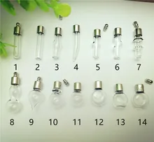 50X SCREW CAP glass vial pendant Miniature Wishing Bottle clear oil charm name or rice art