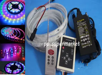 

5M 5050 150LED RGB Dream Color 6803 IC LED Strip Light IP67 and 6803 RF Remote and 5A 12V Power supply