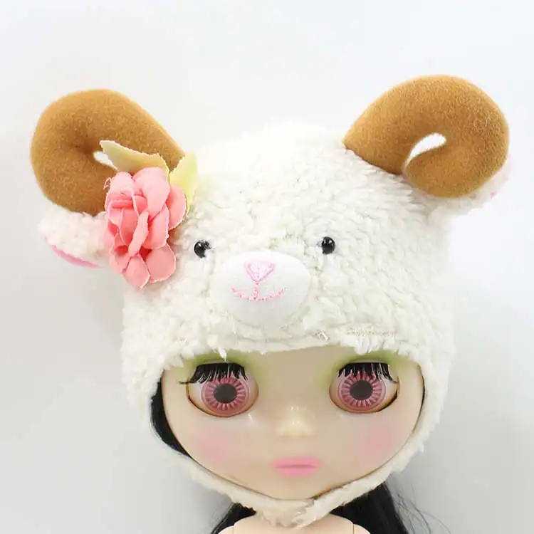 Милая кукла шляпа для ледяной blyth куклы JECCI пятиголовая шляпа - Цвет: white sheep