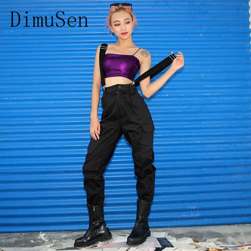 

The Ladies Fashion Street Snap Hip-hop Tooling Overall Female Foot Trousers Slacks Beam