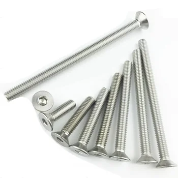 

2Pcs M10 Stainless Steel Lengthen Extra long Allen inner hexagon screws Flat Countersunk head hex Screw nail bolt 16mm-50mm L