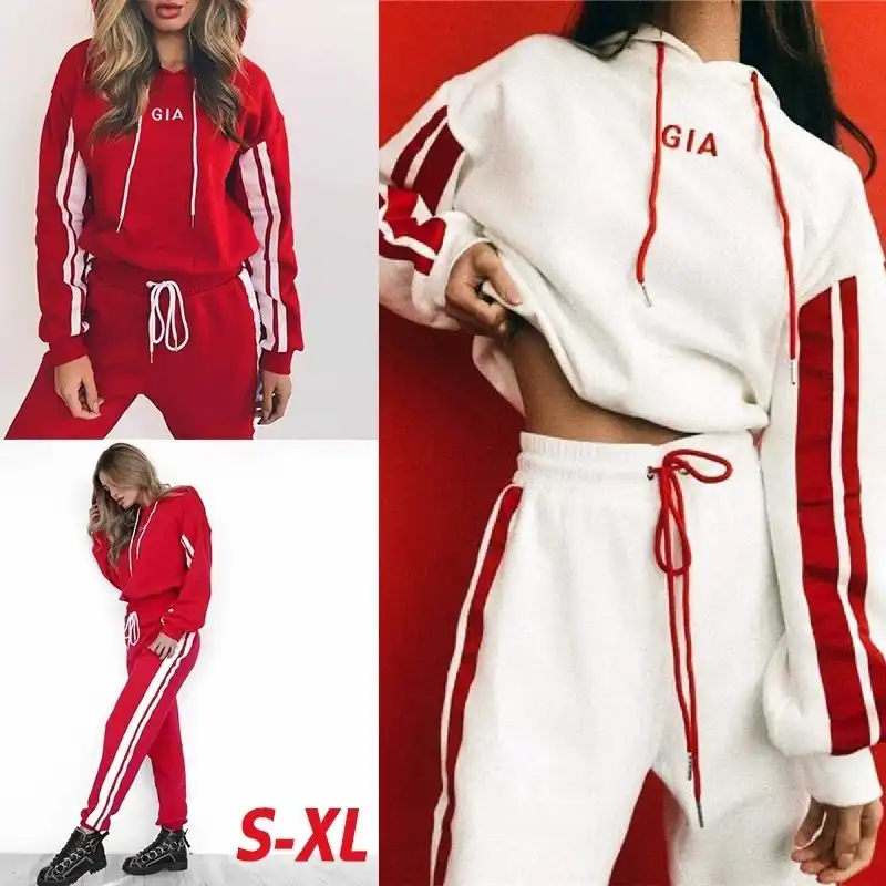 red and white tracksuit womens