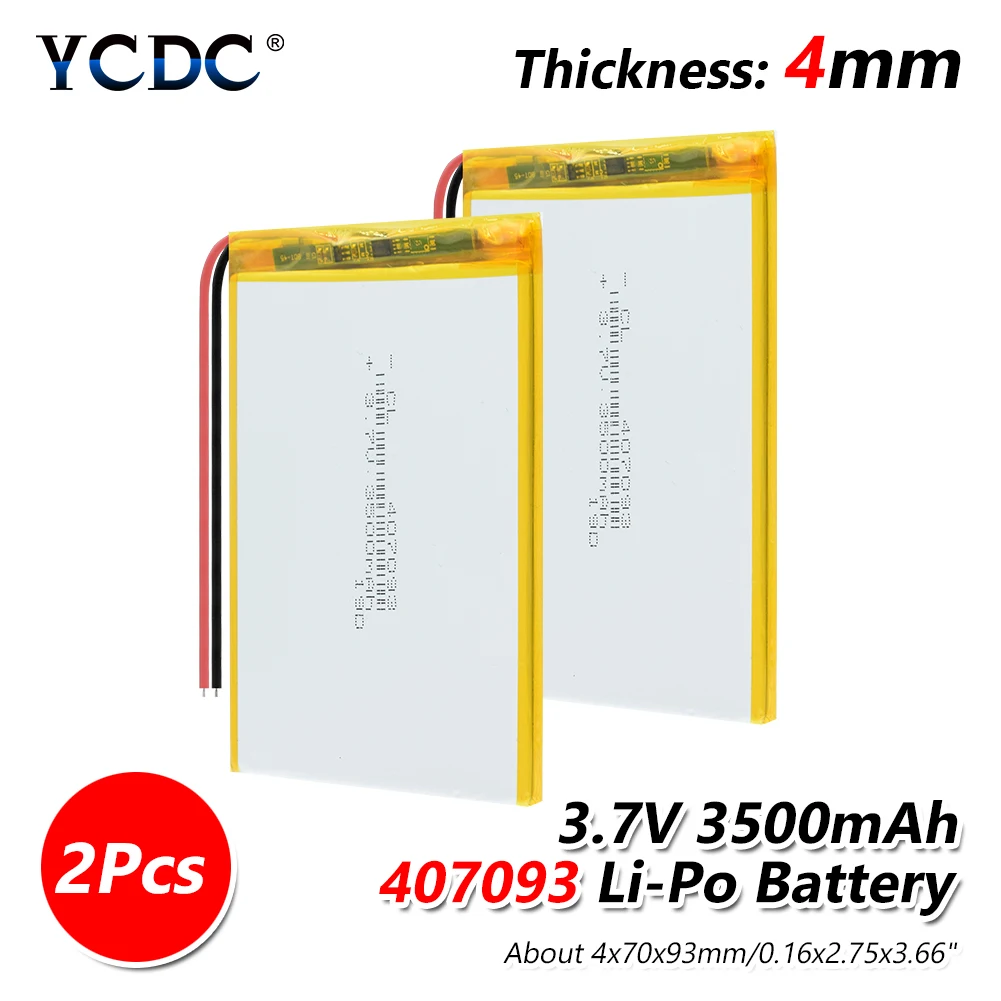 407093 3,7 V 3500MAH литий-полимерный аккумулятор для " планшета Q8, Q88 A13, U25GT, 407095, Freeander PD10 3g, PD20 3g tv MTK6575, MTK6577 - Цвет: 2PCS