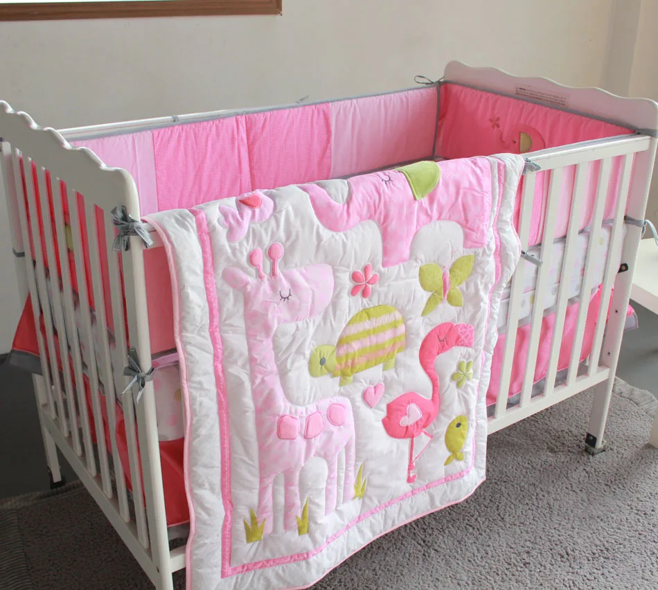 Popular Flamingo Baby Bedding-Buy Cheap Flamingo Baby Bedding Lots 7 Pcs Flamingos Baby Bedding Set Baby cradle crib cot bedding set cunas crib Quilt Sheet - Popular Flamingo Baby Bedding-Buy Cheap Flamingo Baby Bedding Lots