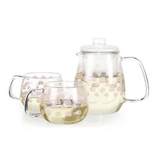 1pot+ 2 Чашки термостойкие Стекло Чай горшок чашка установить cerative прозрачный Стекло Чай набор послеобеденный Чай Посуда для напитков