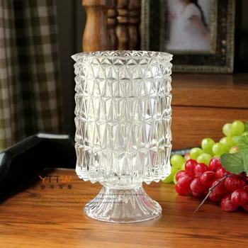 

Rustic fashion transparent rhombus hanap glass vase 18.5cm